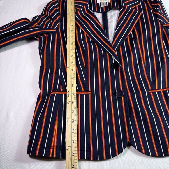 Talbots Blazer Women's 10P navy and red stripe cotton jacket blazer - Picture 5 of 9